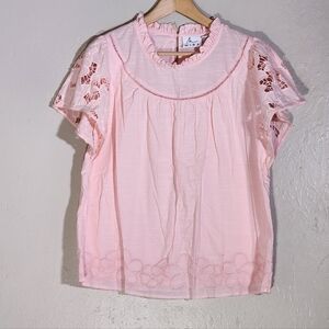 Mira Pink Lace Sleeve Women's Top